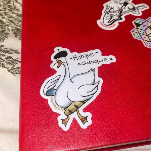 2.5in x 3in Judgemental French Swan Die-Cut Slap Sticker Easy-Peel Glossy