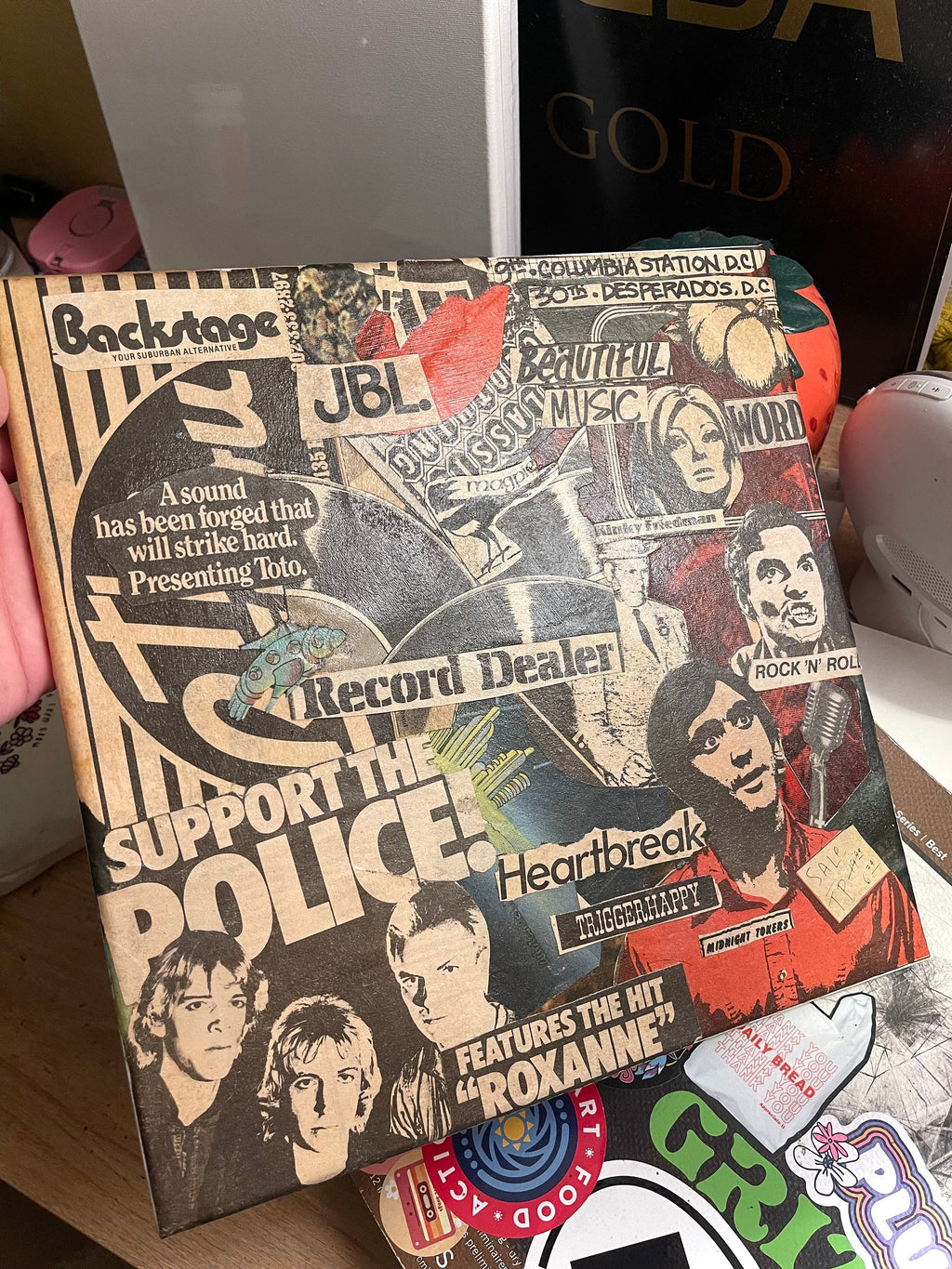 'Rock n Rolling Stone' Vintage 1975 Rolling Stones | 12'' x 12'' Collage Canvas