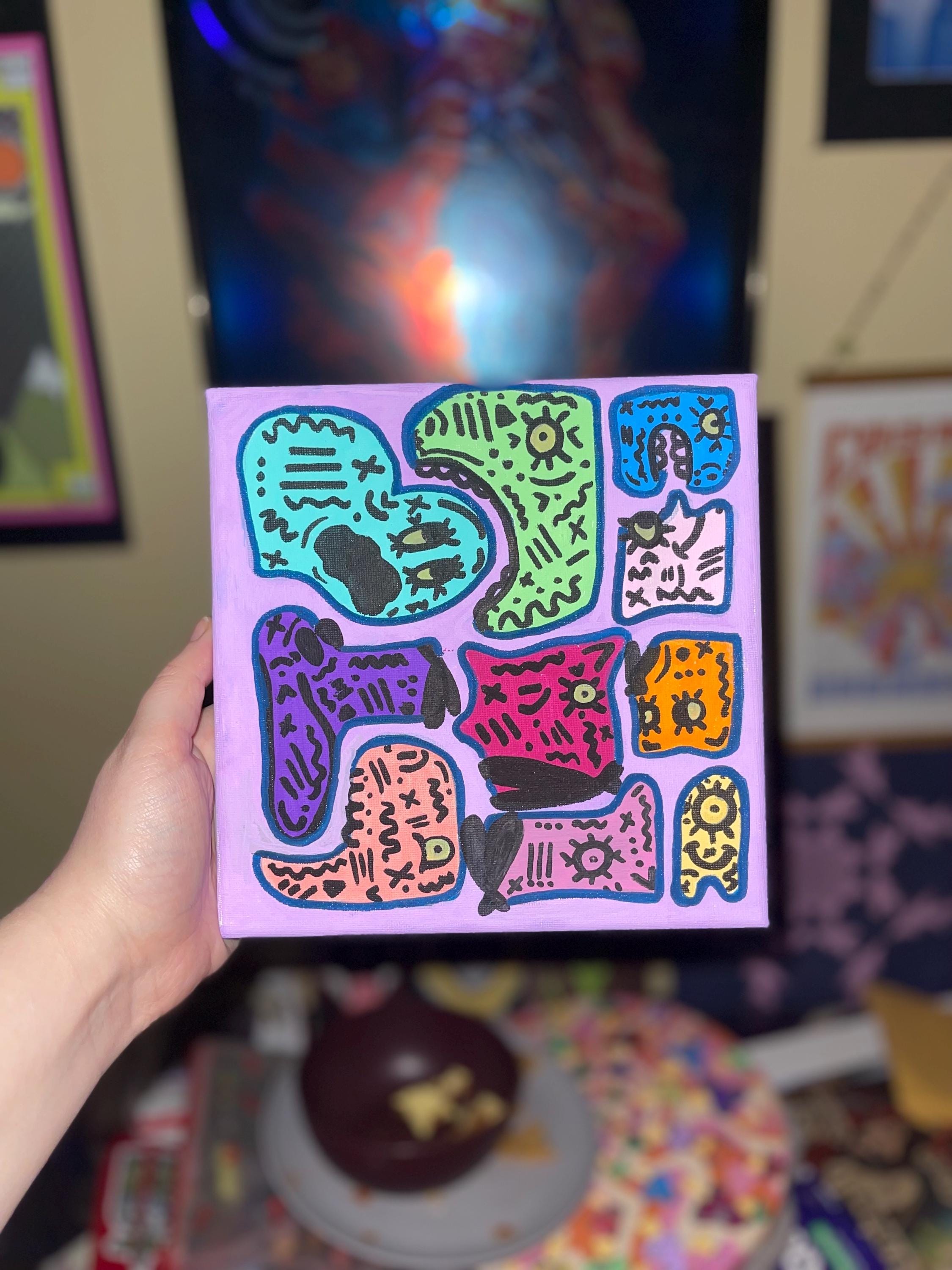 Gang’s All Here! Acrylic Canvas Painting Vibrant Funky Art