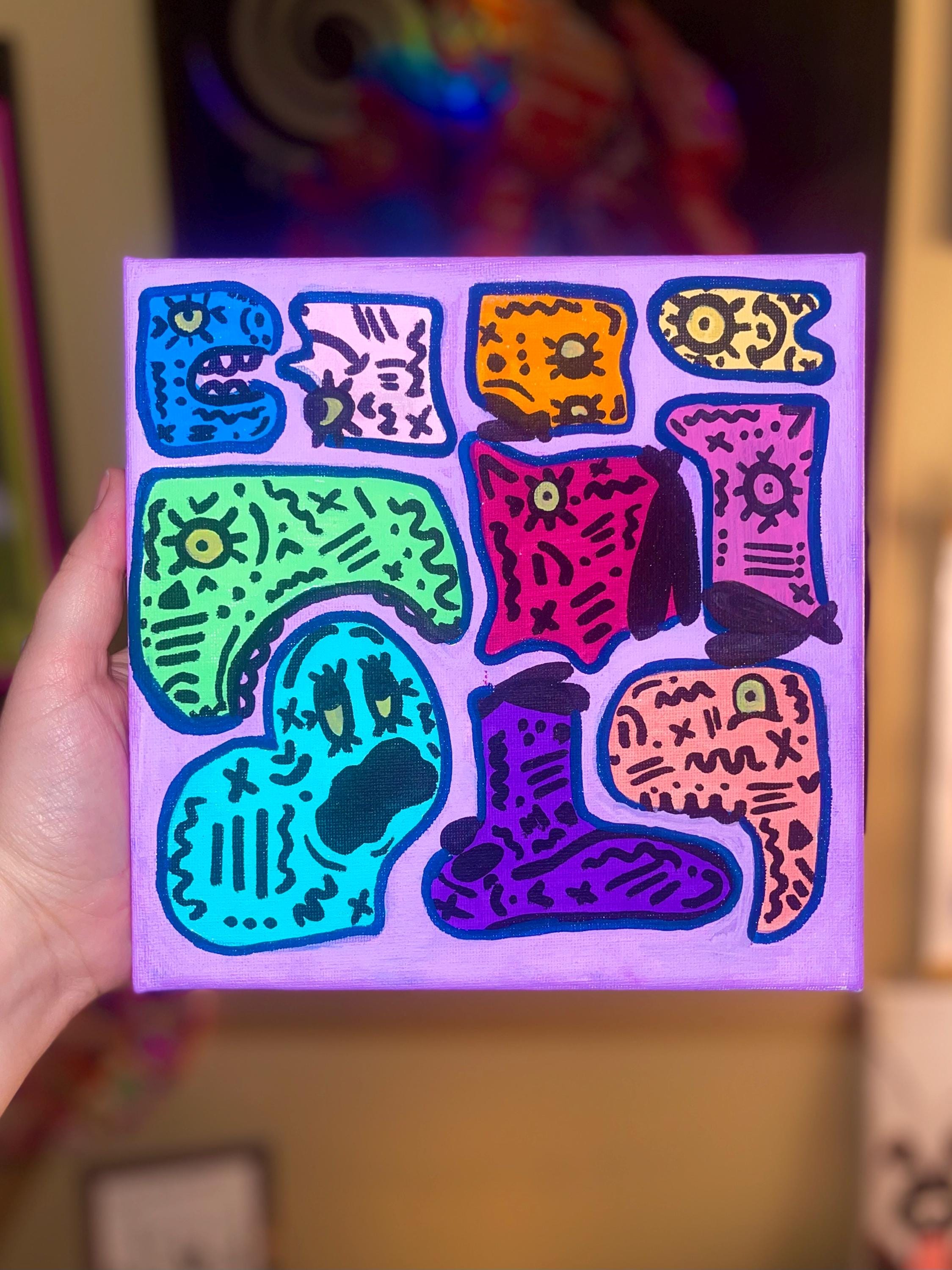 Gang’s All Here! Acrylic Canvas Painting Vibrant Funky Art