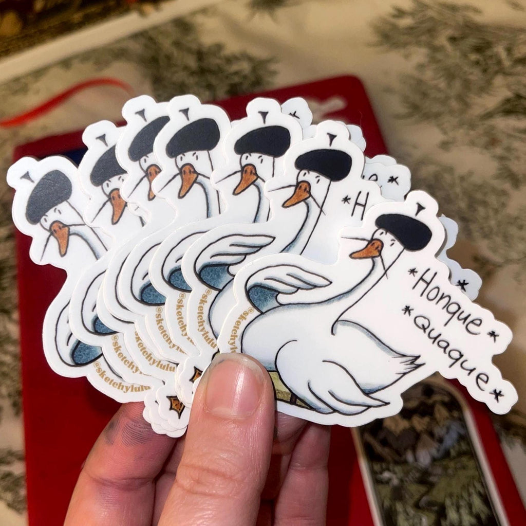 2.5in x 3in Judgemental French Swan Die-Cut Slap Sticker Easy-Peel Glossy