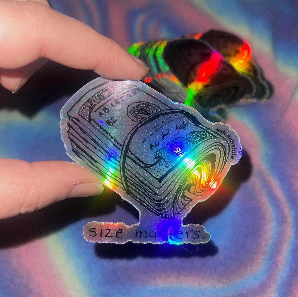 3in x 3in Size Matters Benjamin 100 Dollar Bill Holographic Money Sticker