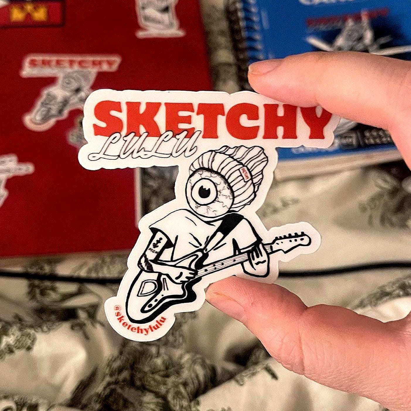 3in x 3in Sketchy Lulu Logo Transparent Slap Sticker Easy-Peel Matte