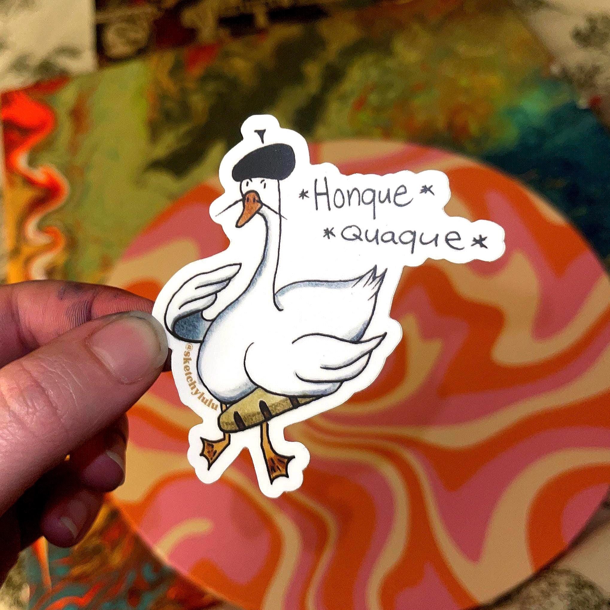 2.5in x 3in Judgemental French Swan Die-Cut Slap Sticker Easy-Peel Glossy