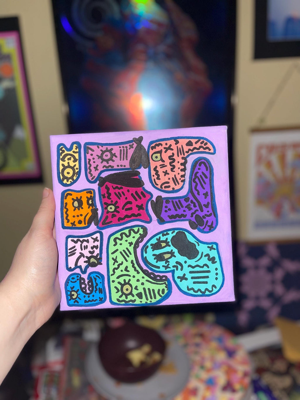 Gang’s All Here! Acrylic Canvas Painting Vibrant Funky Art