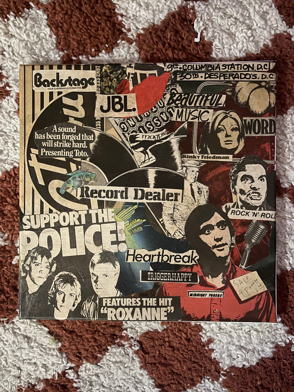 'Rock n Rolling Stone' Vintage 1975 Rolling Stones | 12'' x 12'' Collage Canvas