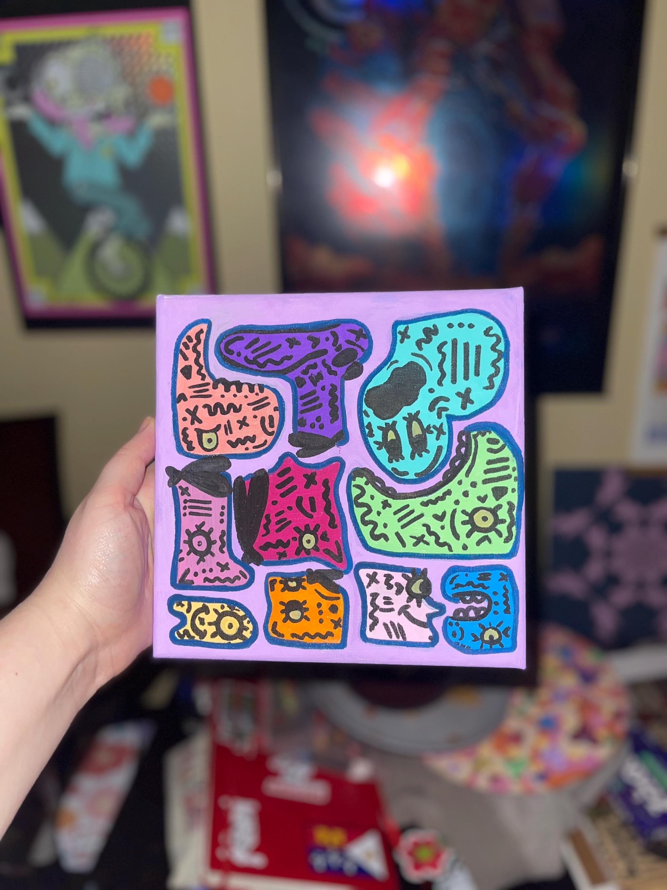 Gang’s All Here! Acrylic Canvas Painting Vibrant Funky Art